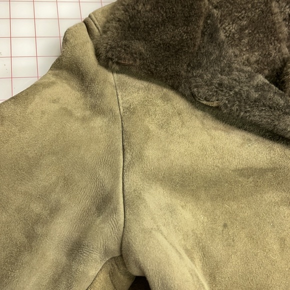 DUCK SPORT Genuine Shearling Sheepskin Suede/Fur Lined Button Pocket Car Coat M - Picture 6 of 16